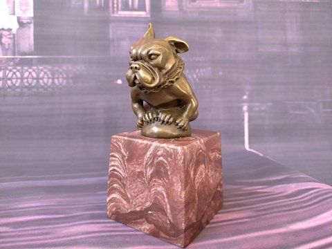 Бульдог Бронза Бронзова статуетка собака на мармурі 00000279 фото