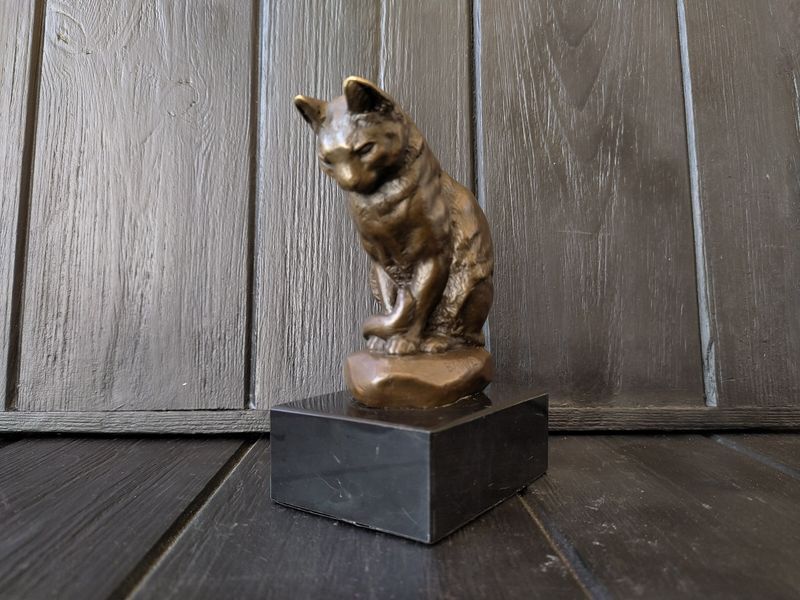 Кот кошка бронза бронзовая статуэтка 12 см 00000236 фото