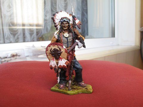 Індіанець, Sitting Bull, олов'яний солдат, 70 см, Hobby&Work, Італія, модель, фігура 60000003 фото